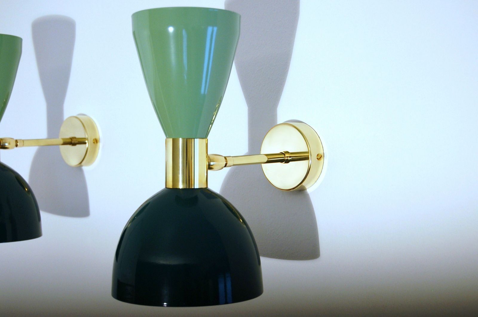 Pair Of Wall Lamp Metal / Brass Light Green / Dark Green   Style '50 photo Lighting