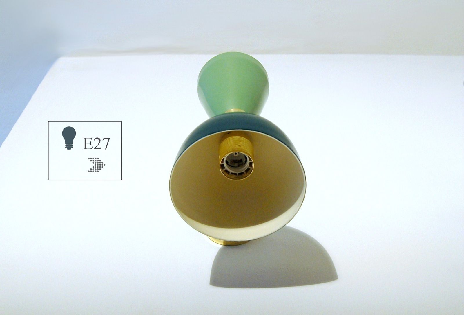 Pair Of Wall Lamp Metal / Brass Light Green / Dark Green   Style '50 photo 280.0