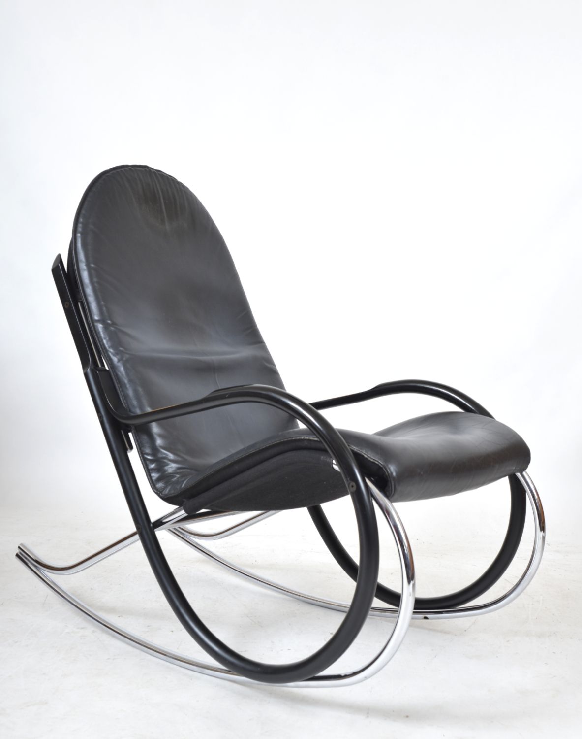 1970s Paul Tuttle Nonna Rocking Chair For Strässle International, Switzerland Rocker Chrome Leather photo Furniture