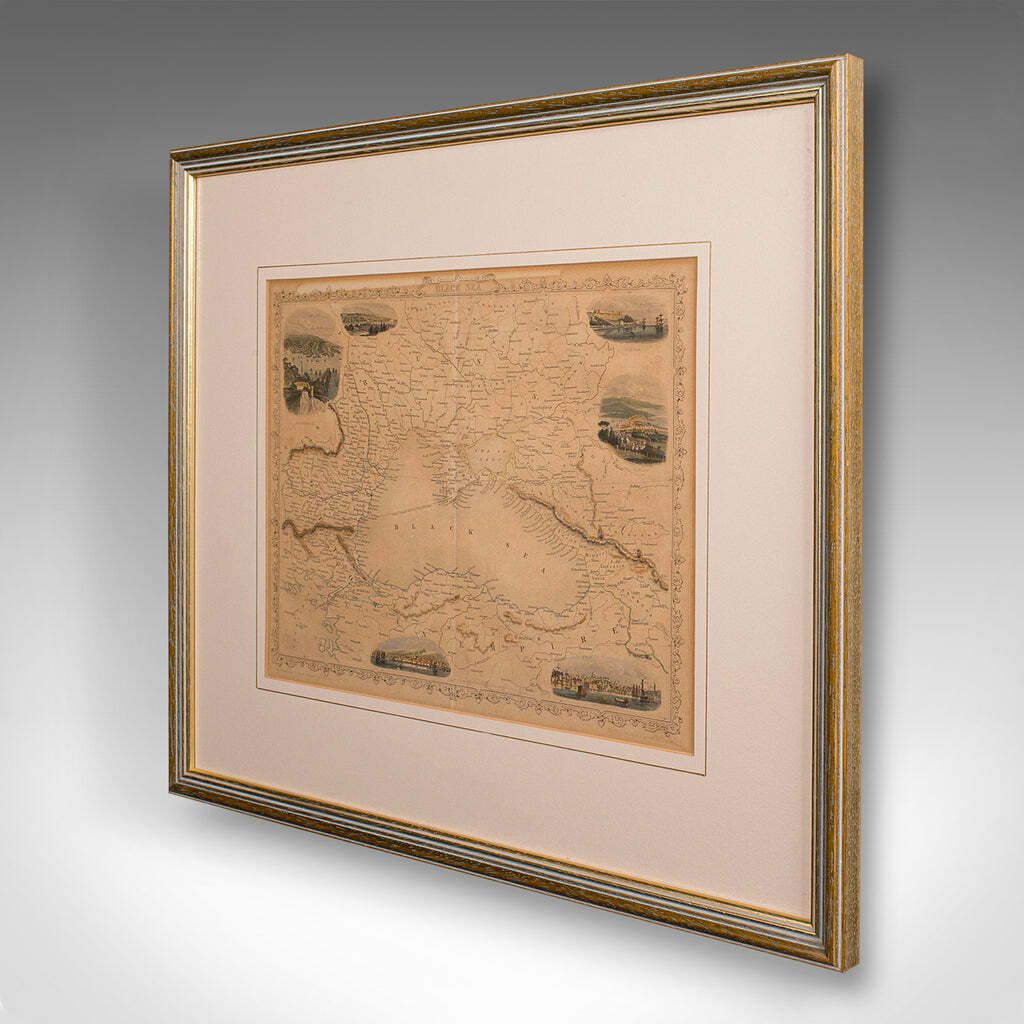 Antique Lithography Map, Black Sea, English, Framed, Cartography, Victorian photo for sale