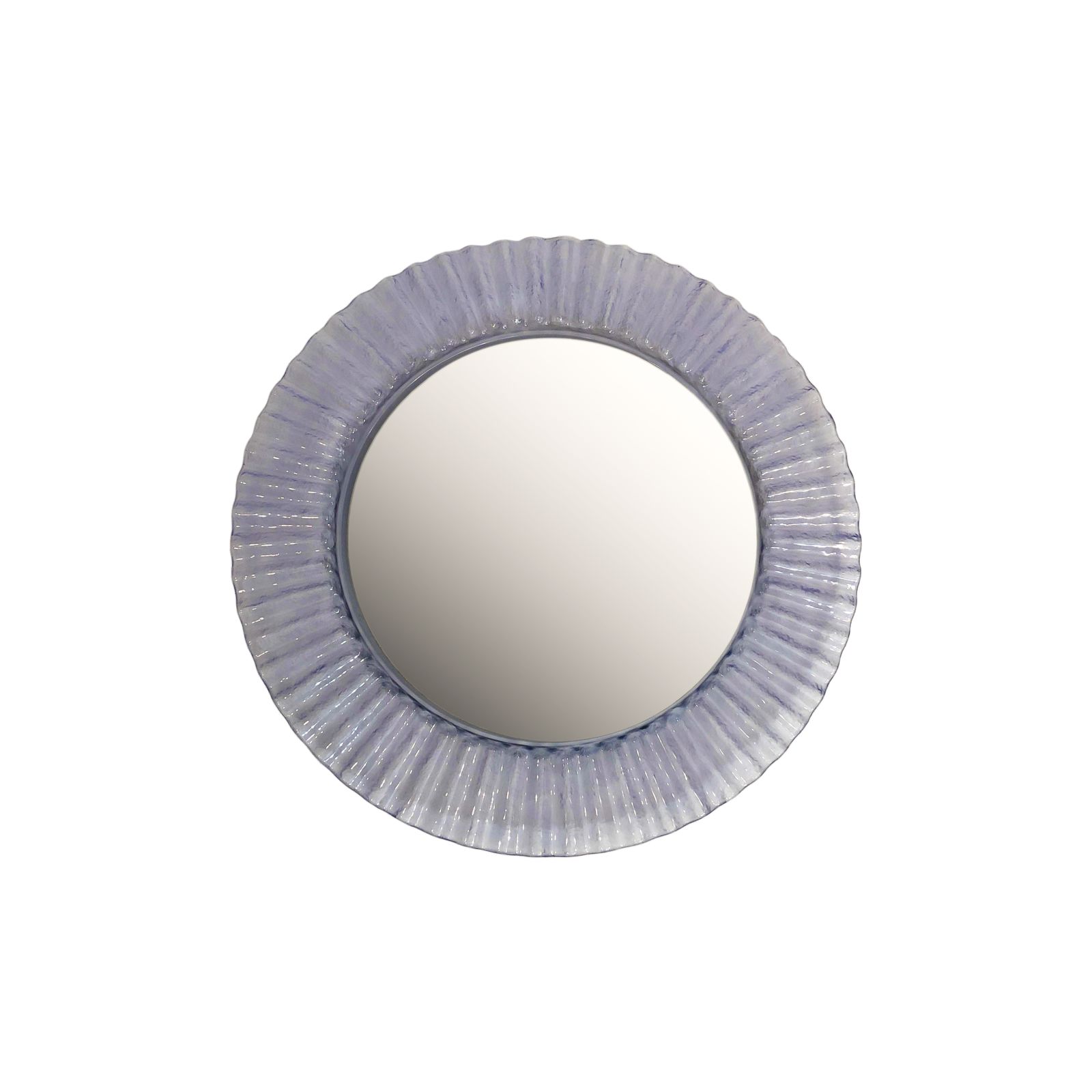Acrylic Ice Wave Round Wall Mirror Italian 1970s Post Modern 1980s Bathroom