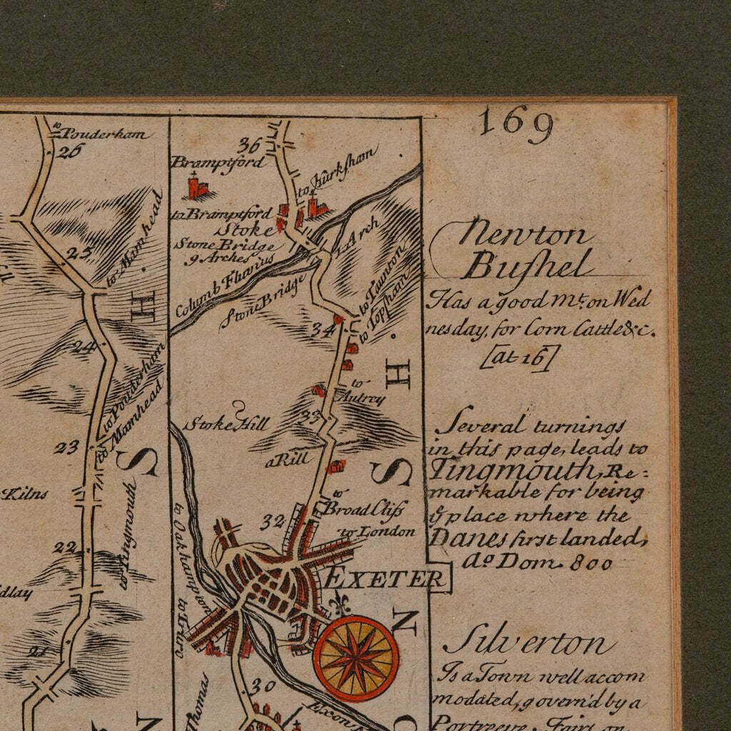 Antique Coaching Road Map, South Devon, English, Framed, Cartography, Georgian photo buy