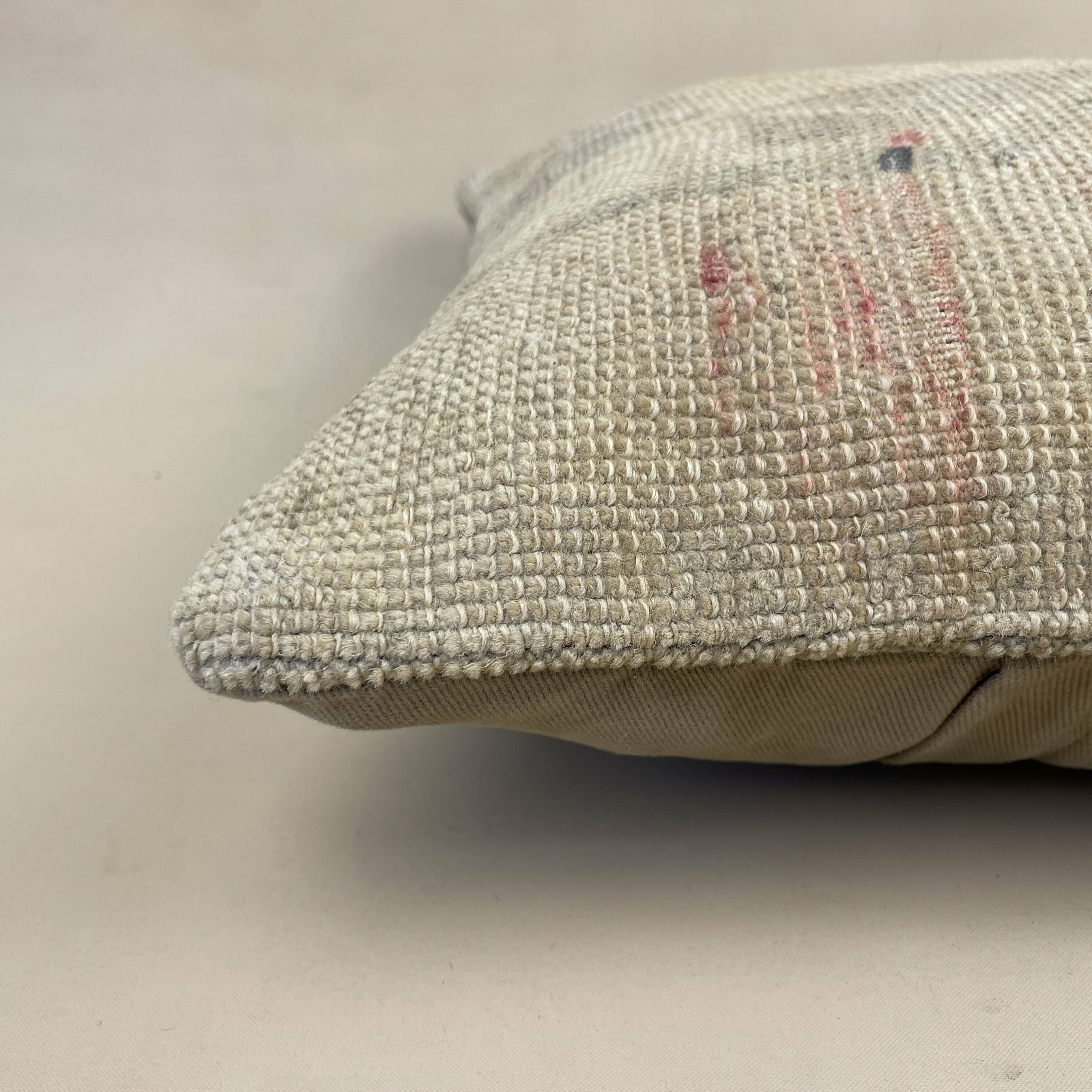 Antique Kilim Cushion Turkish Pillow Feather Filled Handwoven Abstract Muted Beige photo furniture