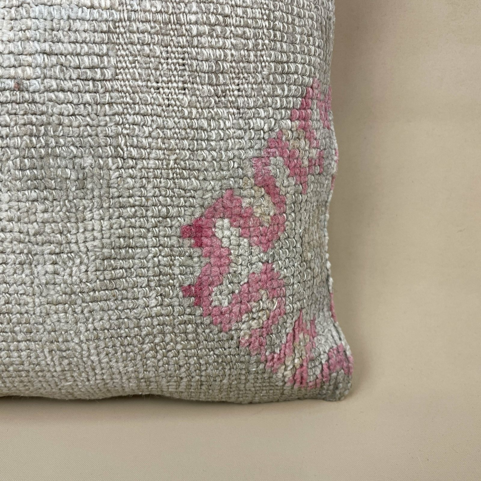 Antique Kilim Cushion Pillow Feather Filled Handwoven Muted Beige photo Textiles
