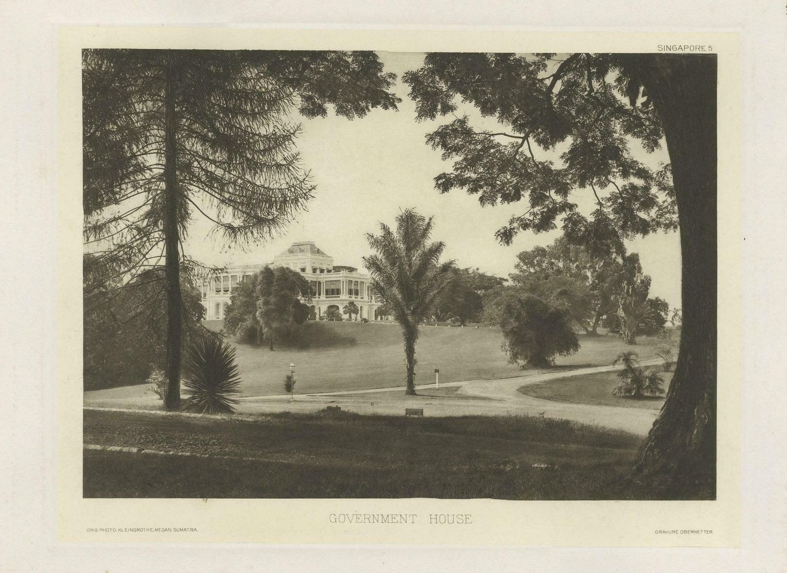 Rare Heliograph Of The Government House In Colonial Singapore, 1907 photo for sale