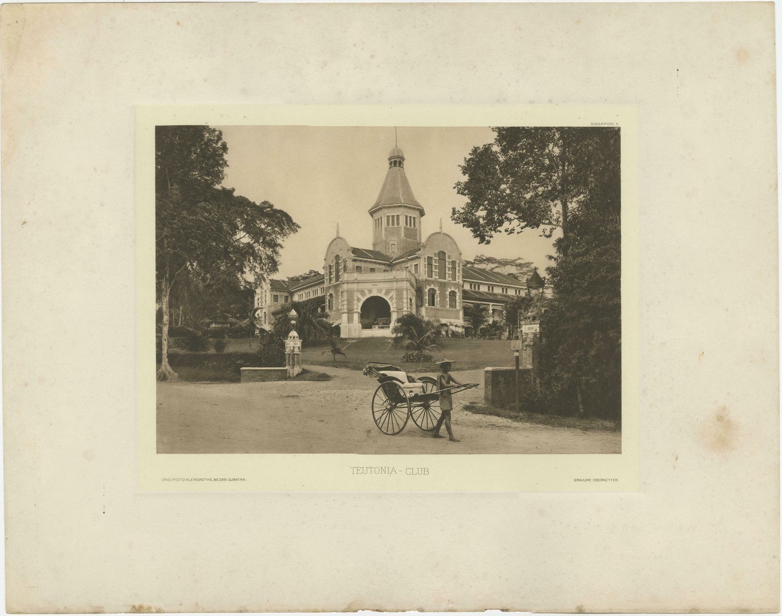 Rare Heliograph Of The Teutonia Club In Colonial Singapore, 1907 photo for sale