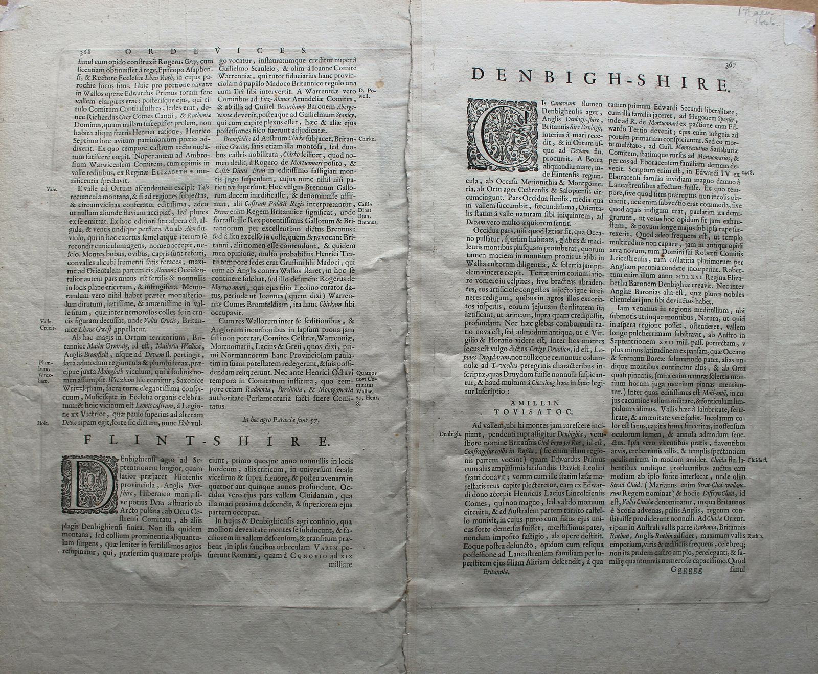 Denbigiensis Comitatus Et Comitatus Flintensis   Denbigh Et Flintshire 1646 Map Of The Welsh Counties Of Denbigh & Flintshire By Johannes Blaeu photo buy