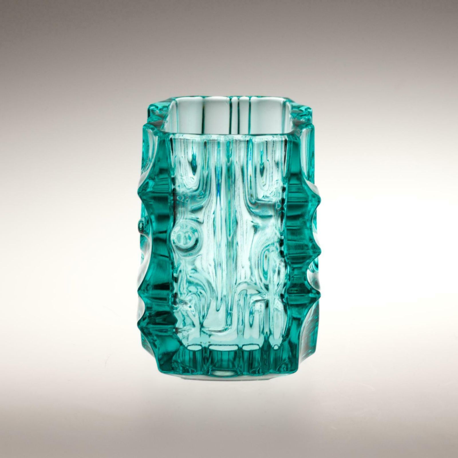Blue Vladislav Urban Glass Jardeniere For Sklo Union Rosice, Czechoslovakia 1968 photo for sale