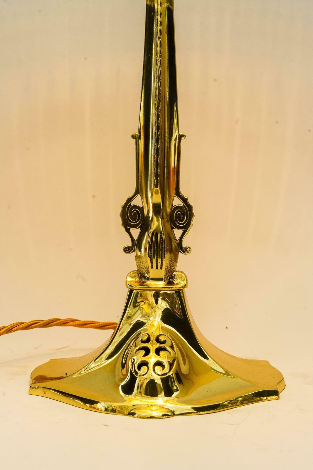 photo for sale Jugendstil Table Lamp With Opal Glass Shade And Glass Sticks Vienna Around 1910s