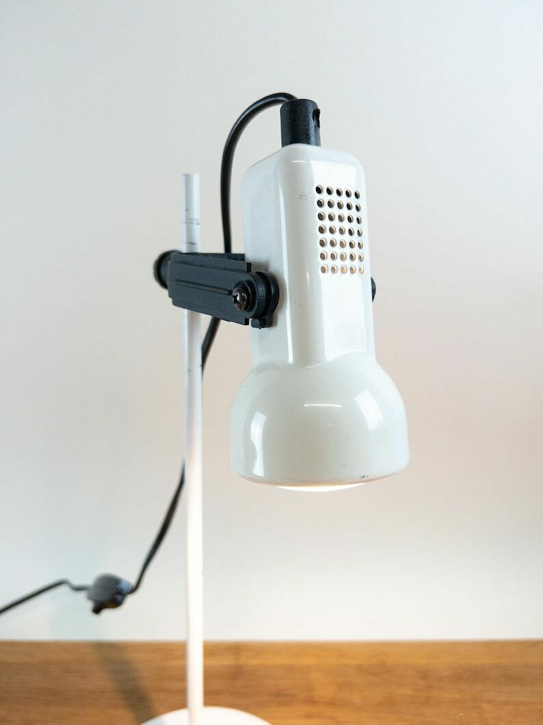 Vintage White Desk Lamp   White Adjustable Metal Spot Lamp   Cute And Small Bright Retro Desk Lamp photo 94.0