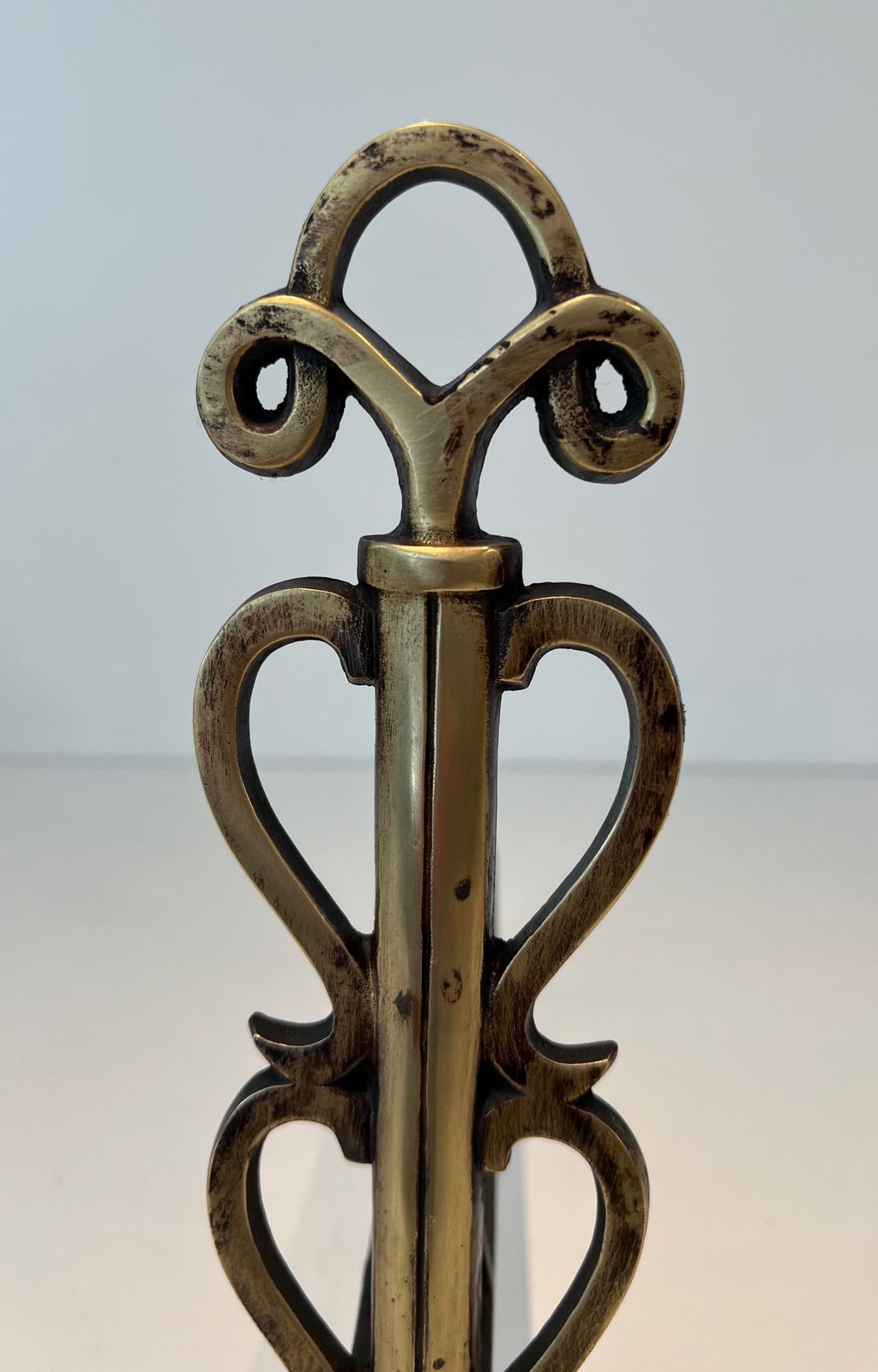 Pair Of Chenets In Brass And Wrought Iron In The Taste Of Raymond Subes photo 950.0