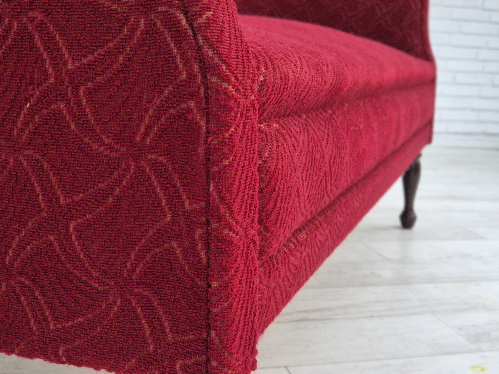 1950s, Danish 2 Seater Sofa, Original Very Good Condition, Ash Wood. photo buy