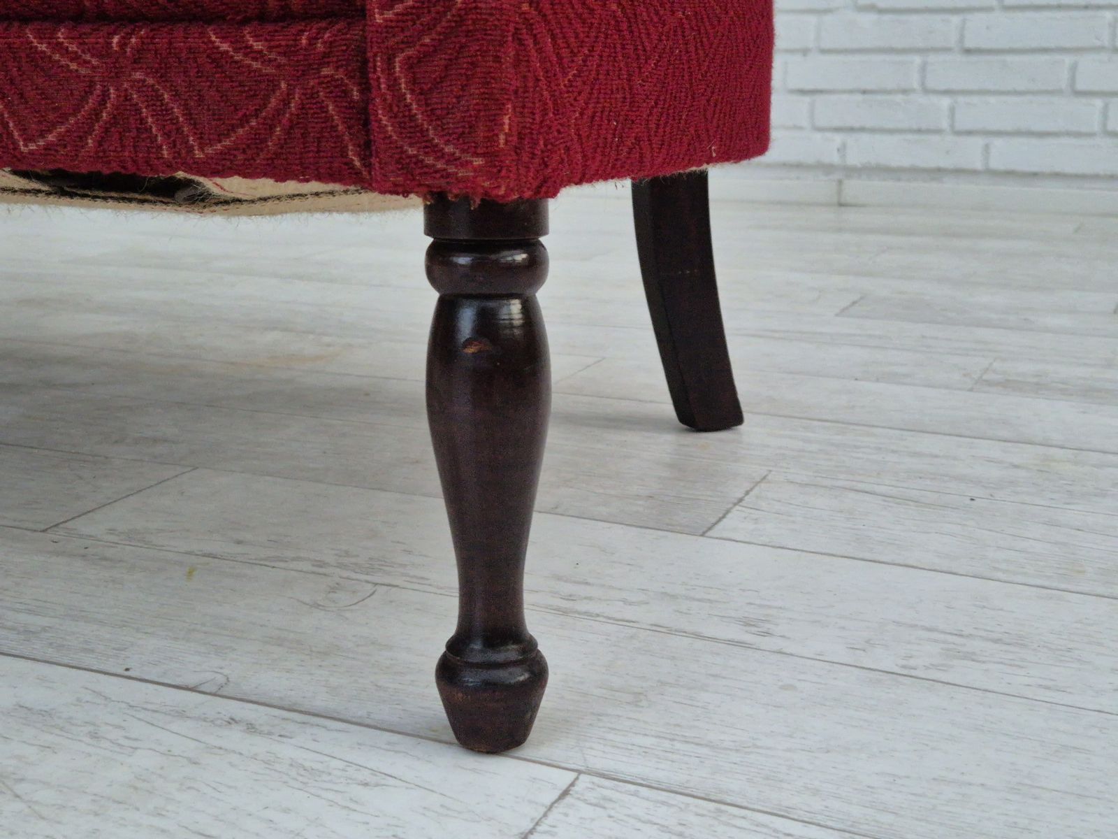 1950s, Danish 2 Seater Sofa, Original Very Good Condition, Ash Wood. photo vintage
