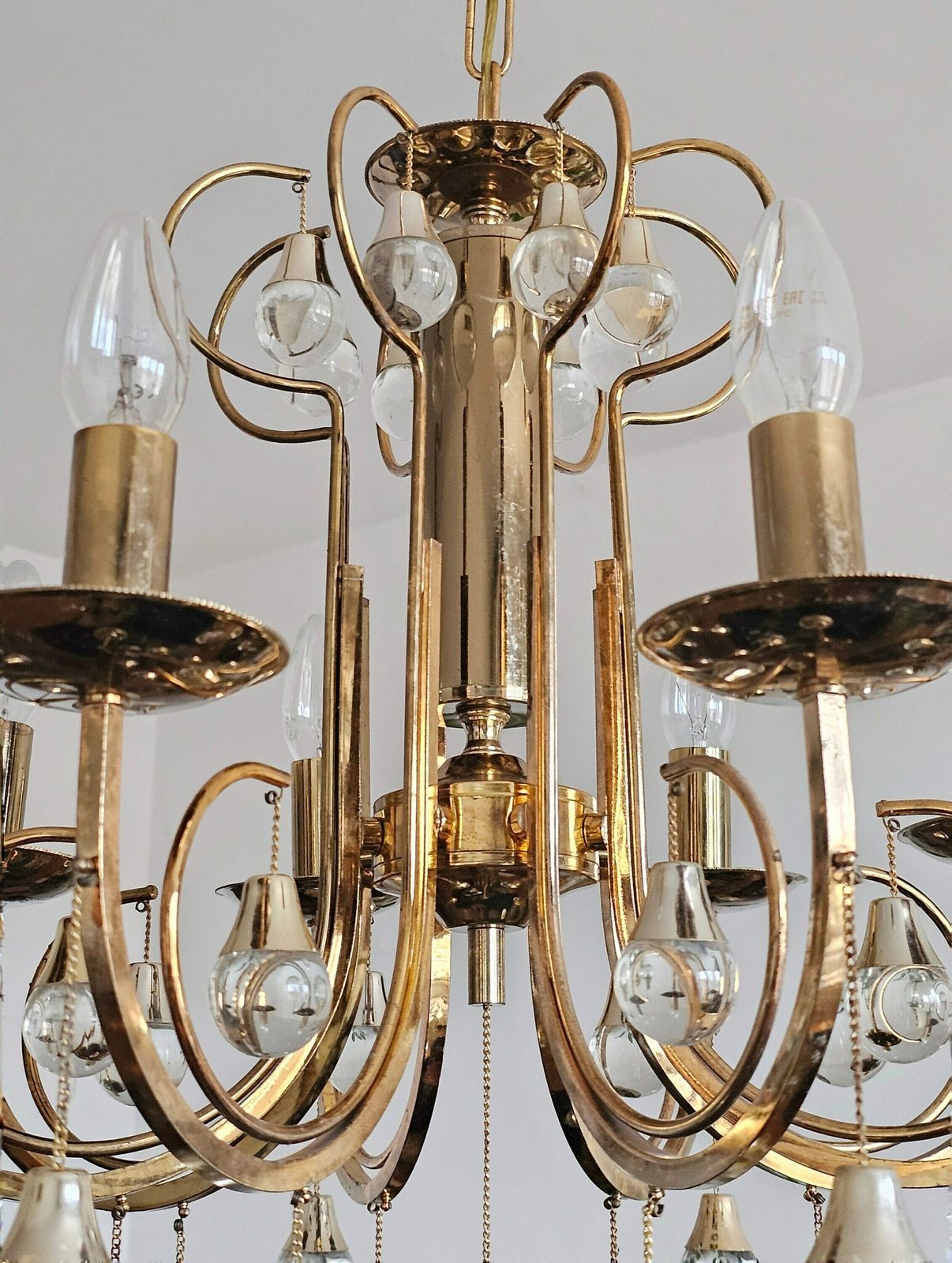 Rare Mid Century Modern Crystal And Gilt Bronze Chandelier By Gaetano Sciolari // Made In Italy In 1960s photo 1600.0