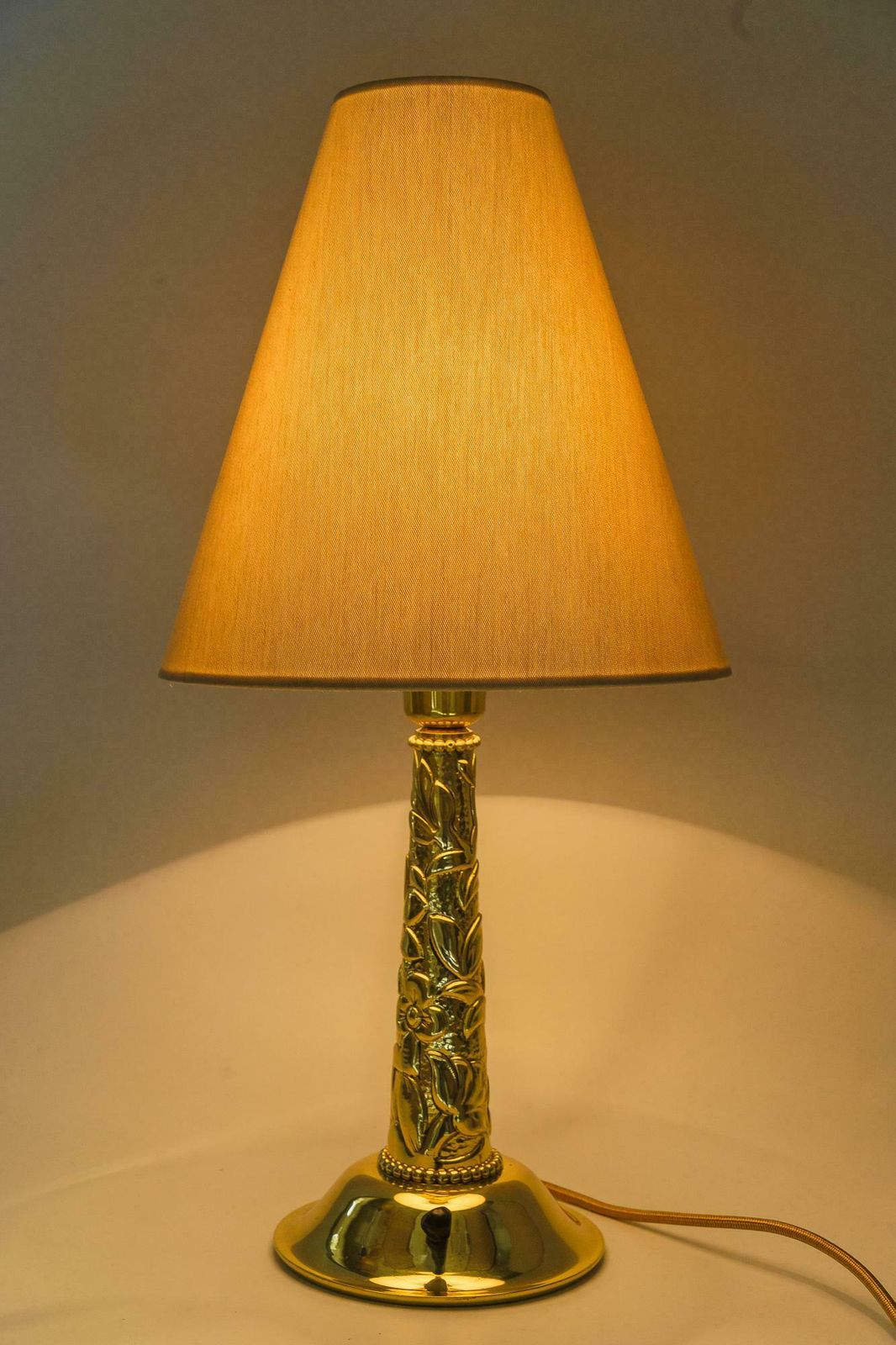Big Art Deco Table Lamp With Fabric Shade Around 1920s photo for sale