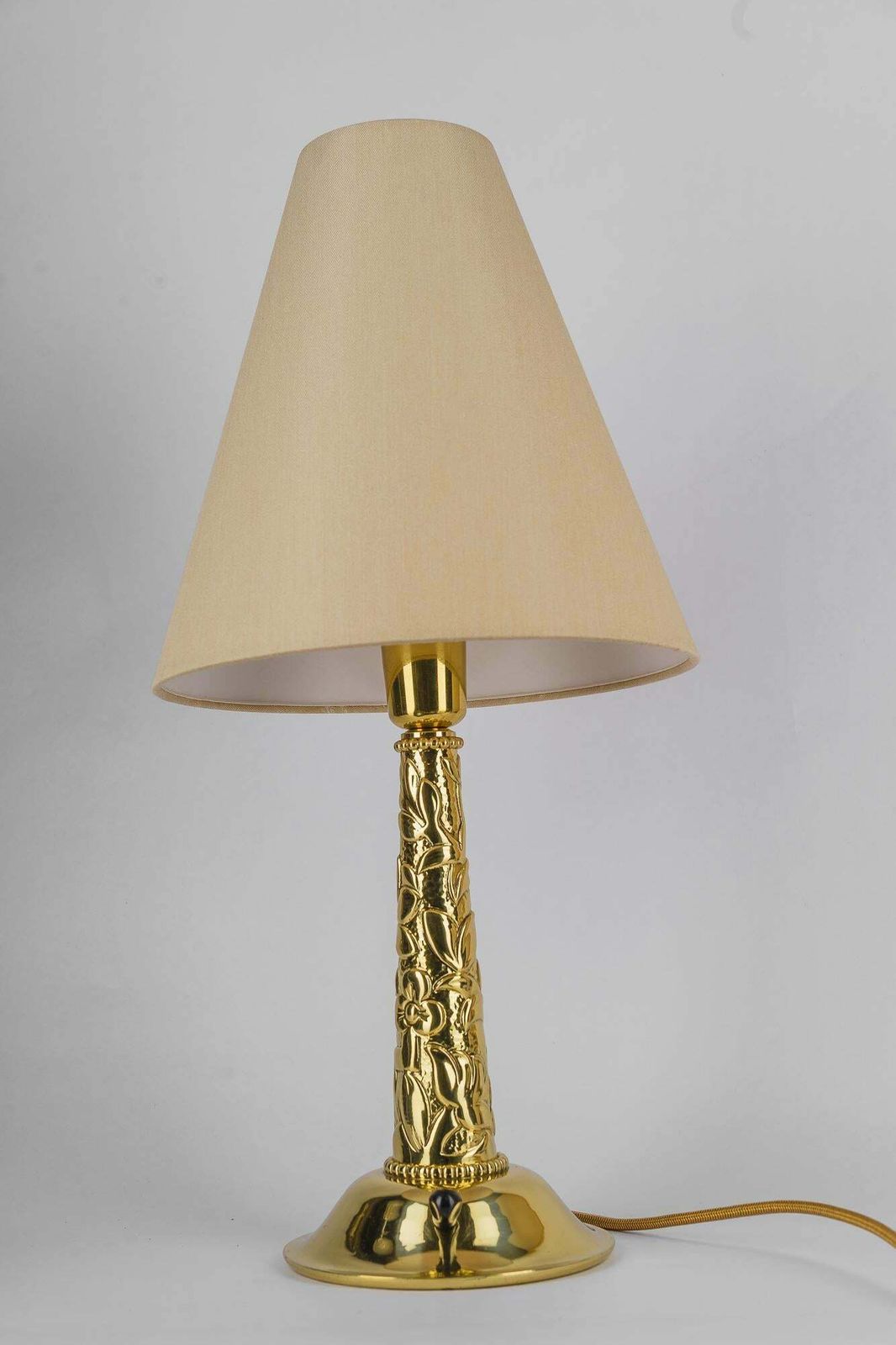 photo for sale Big Art Deco Table Lamp With Fabric Shade Around 1920s