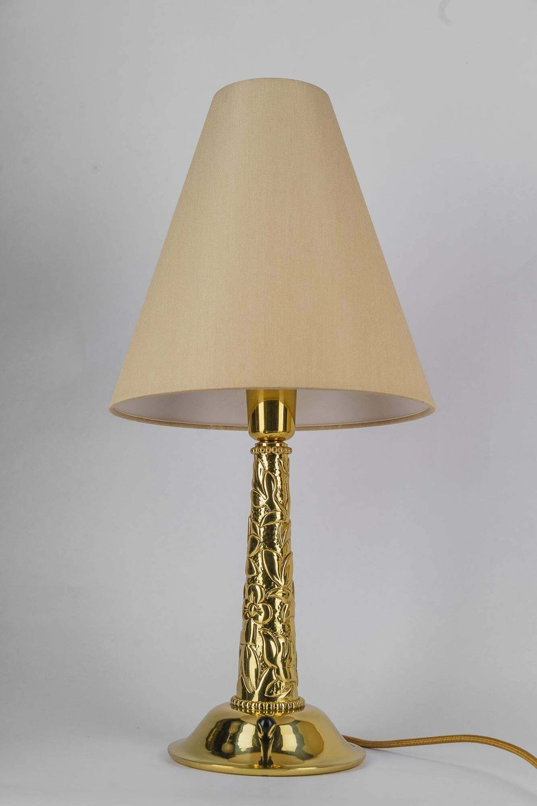 Lighting Big Art Deco Table Lamp With Fabric Shade Around 1920s photo
