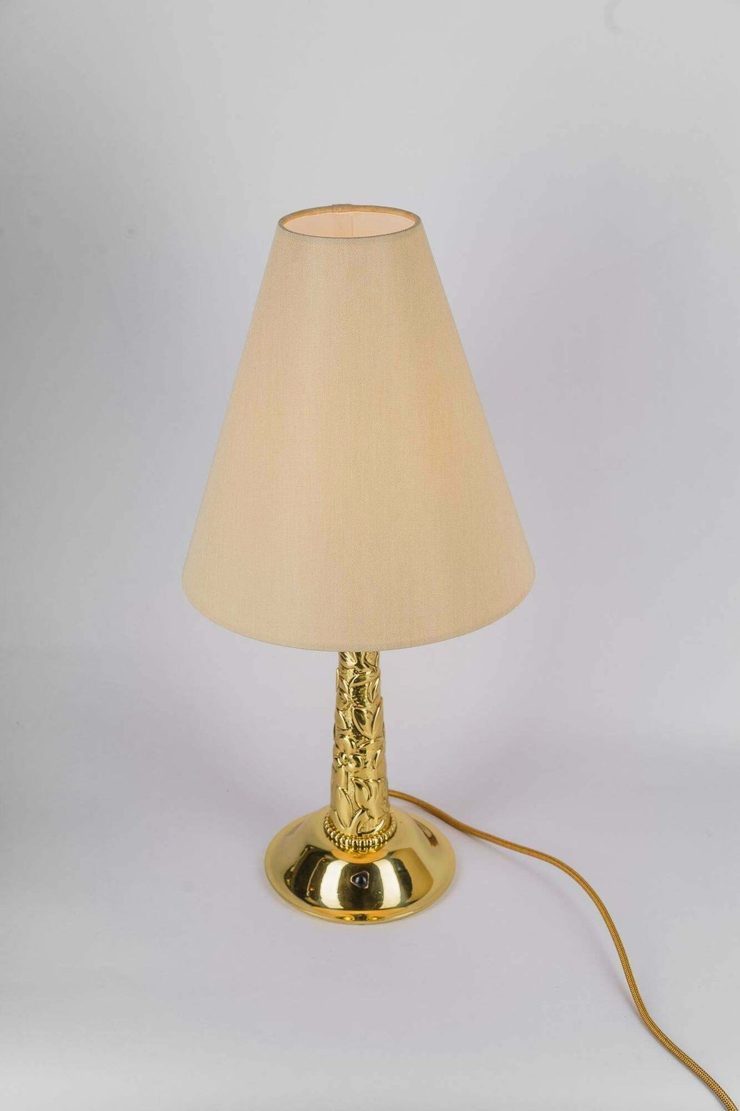 photo vinterior Big Art Deco Table Lamp With Fabric Shade Around 1920s