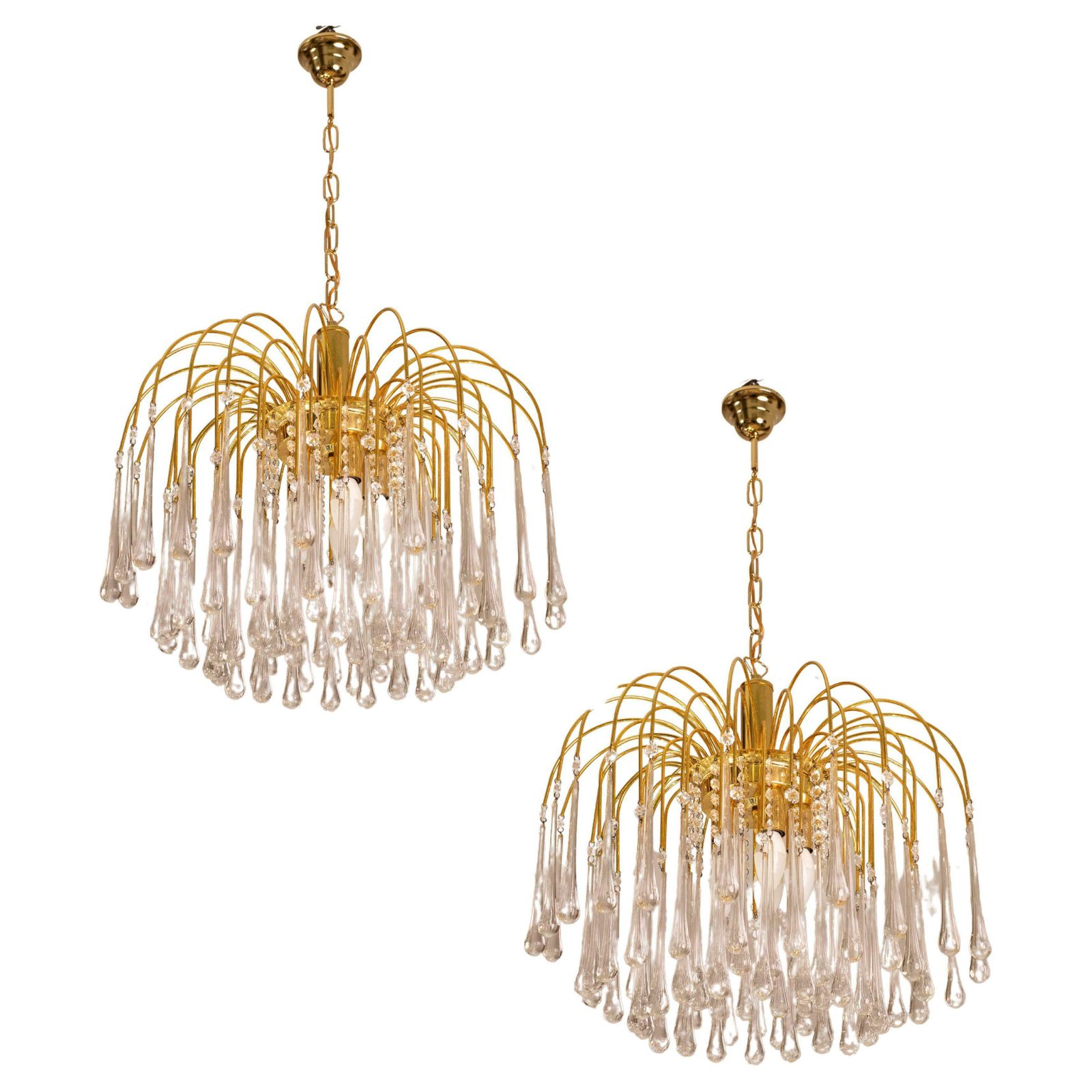Pair Of Lady White, Murano Chandelier White Drops, 1970s photo furniture
