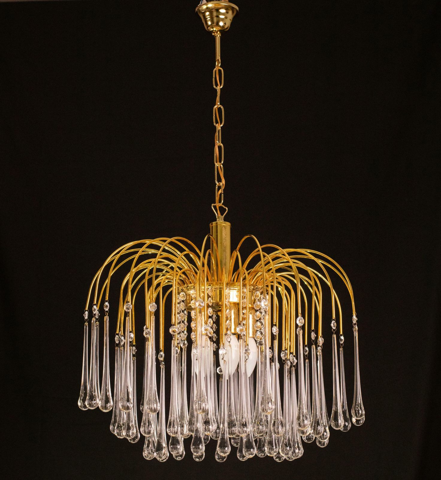 Pair Of Lady White, Murano Chandelier White Drops, 1970s photo Lighting
