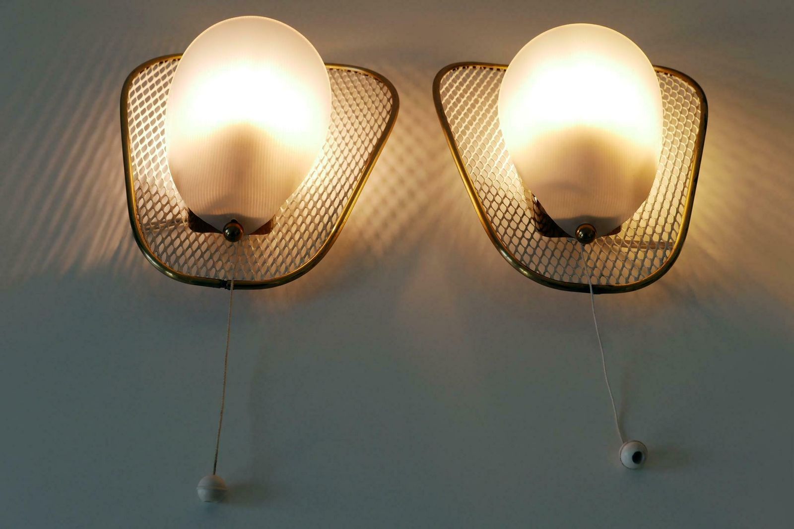 Lighting Set Of Two Rare & Elegant Mid Century Modern Sconces Or Wall Lamps Germany 1950s photo