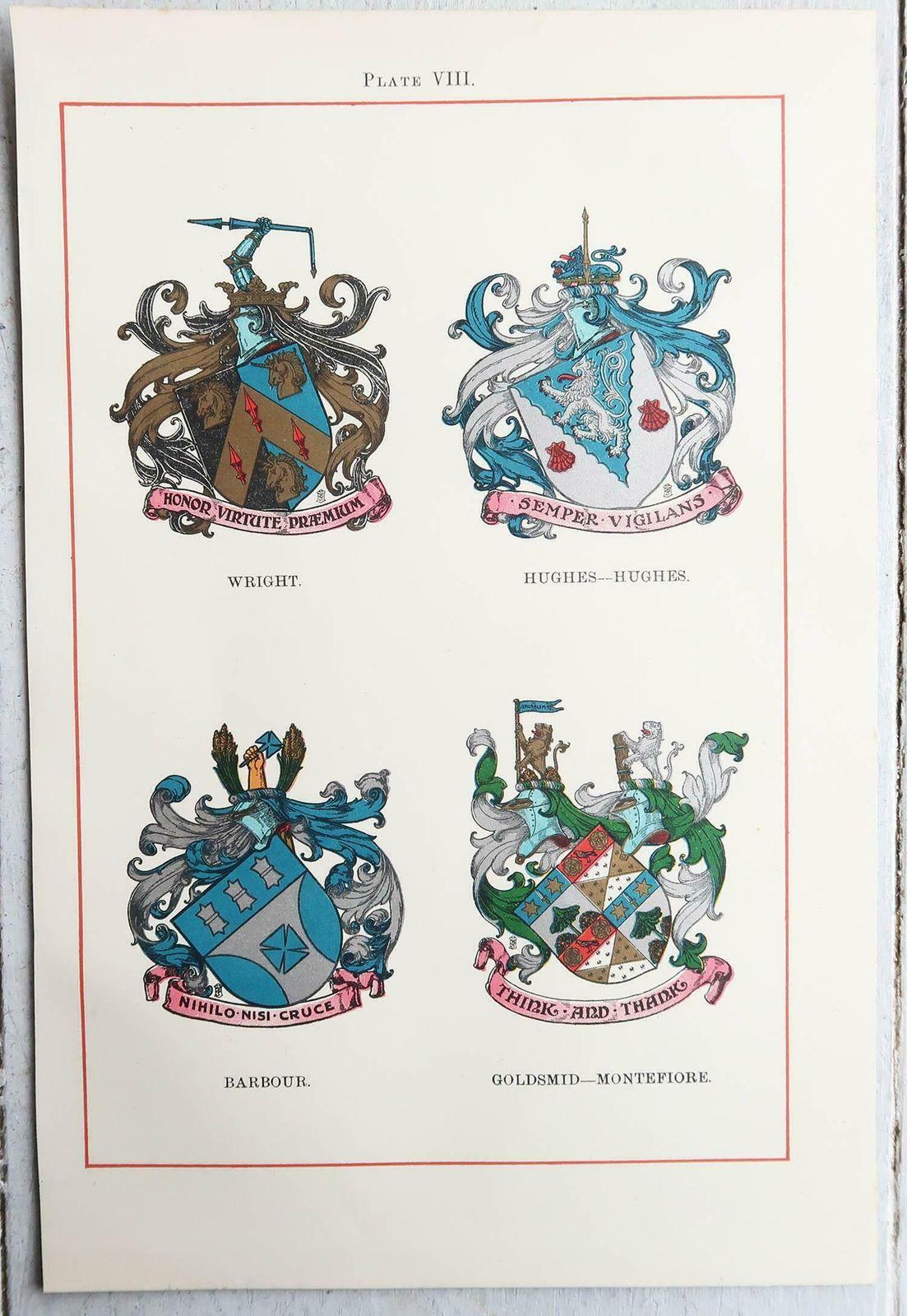 photo furniture Set Of 12 Antique Prints Of English Family Coats Of Arms. C.1900