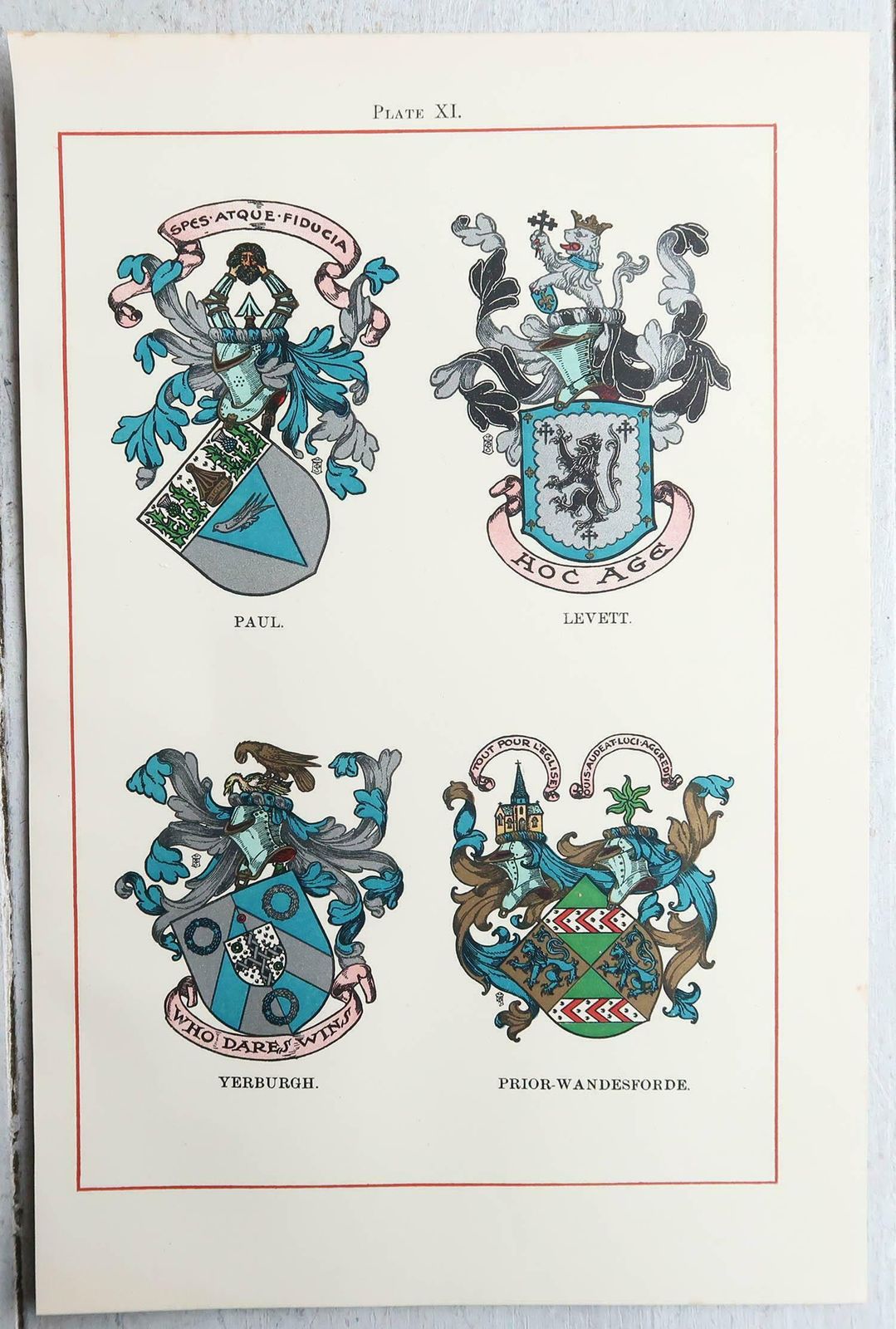 175.0 Set Of 12 Antique Prints Of English Family Coats Of Arms. C.1900 photo