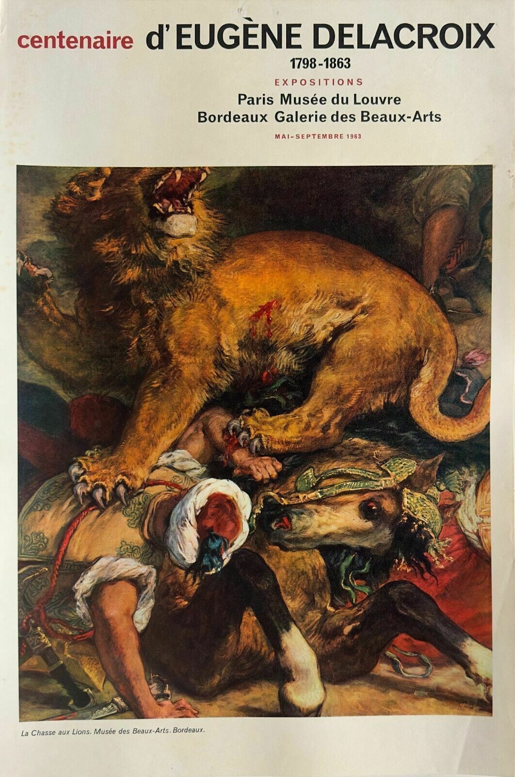 Eugène Delacroix   Art Poster Centenary Exhibition Poster Louvre Museum Paris 1963