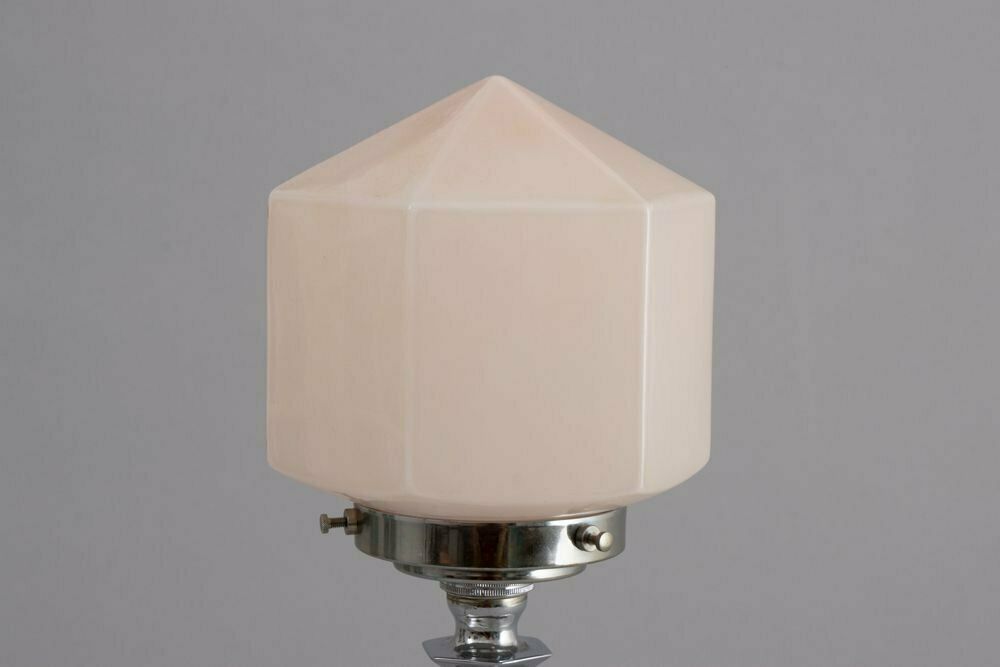 Art Deco Table Lamp On Chrome Base With Pyramid Shade, British C.1930 photo buy