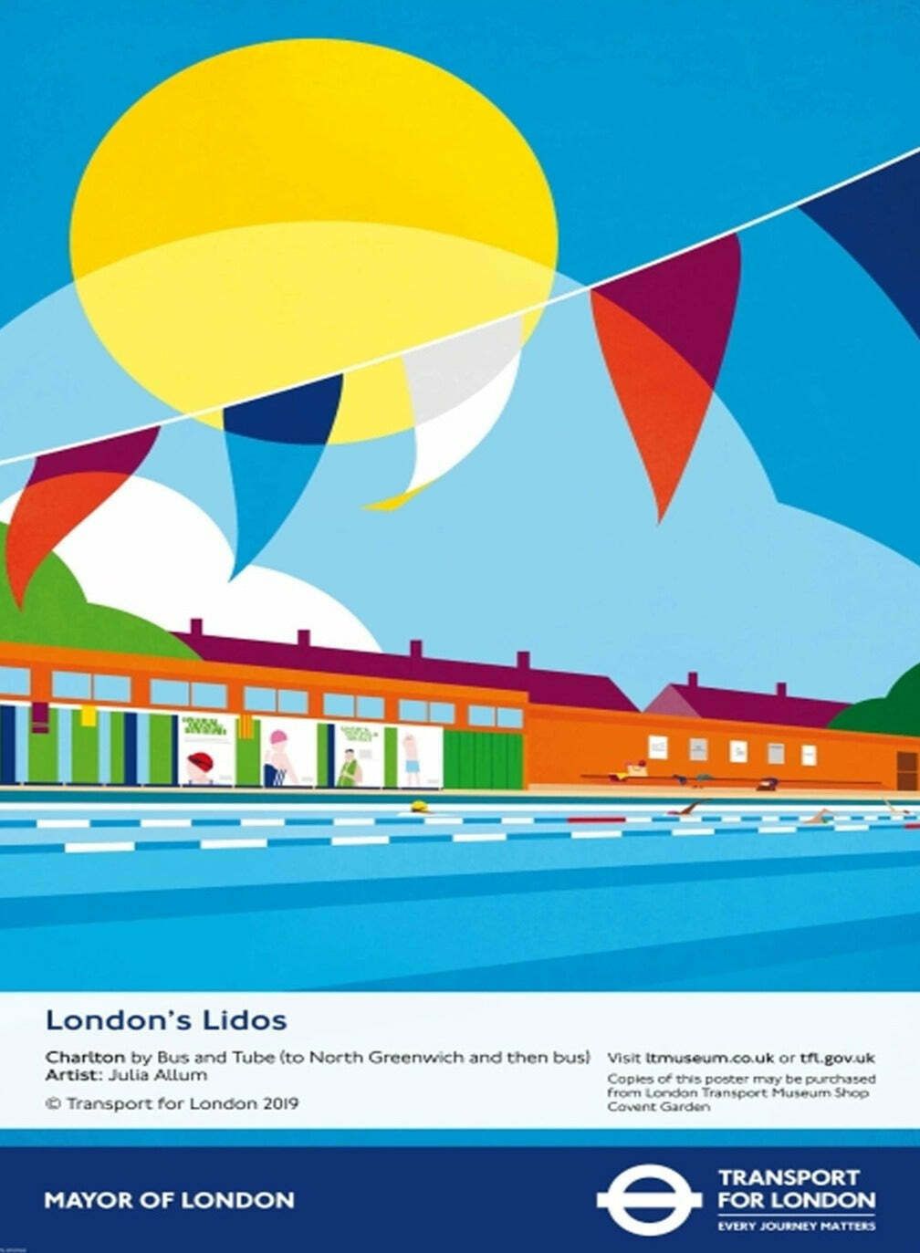 Tfl   London's Lido's Charlton Original Vintage Poster
