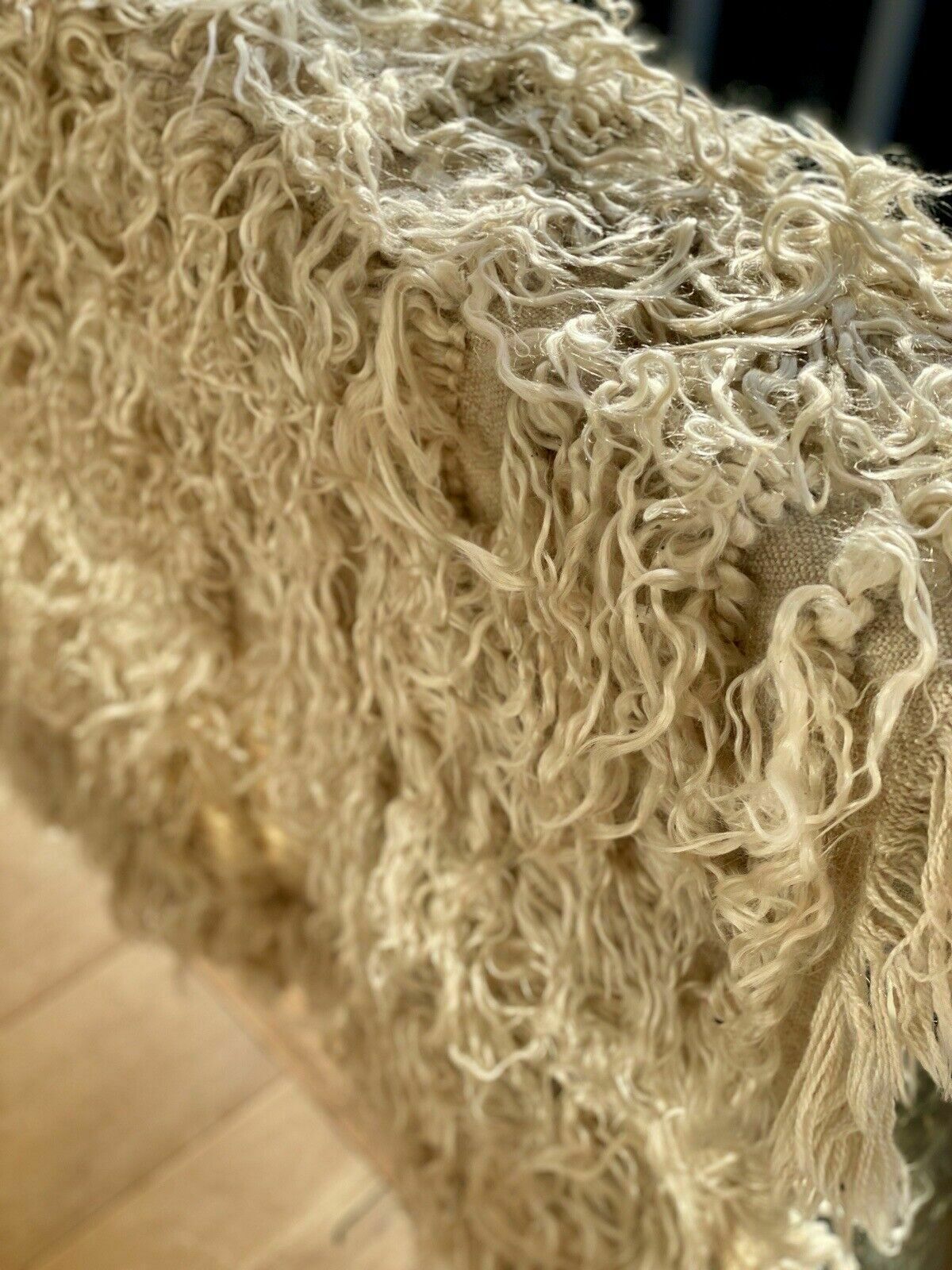 Vintage Cream Tulu Rug From Central Anatolia Turkey. 185cm X 125cm photo 200.0