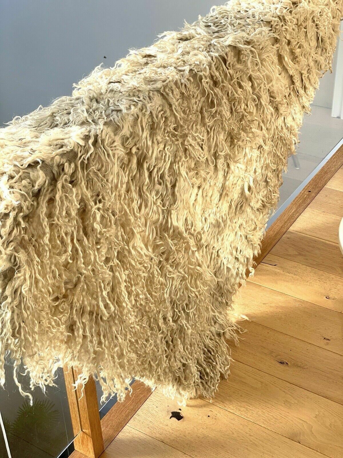 Textiles Vintage Cream Tulu Rug From Central Anatolia Turkey. 185cm X 125cm photo