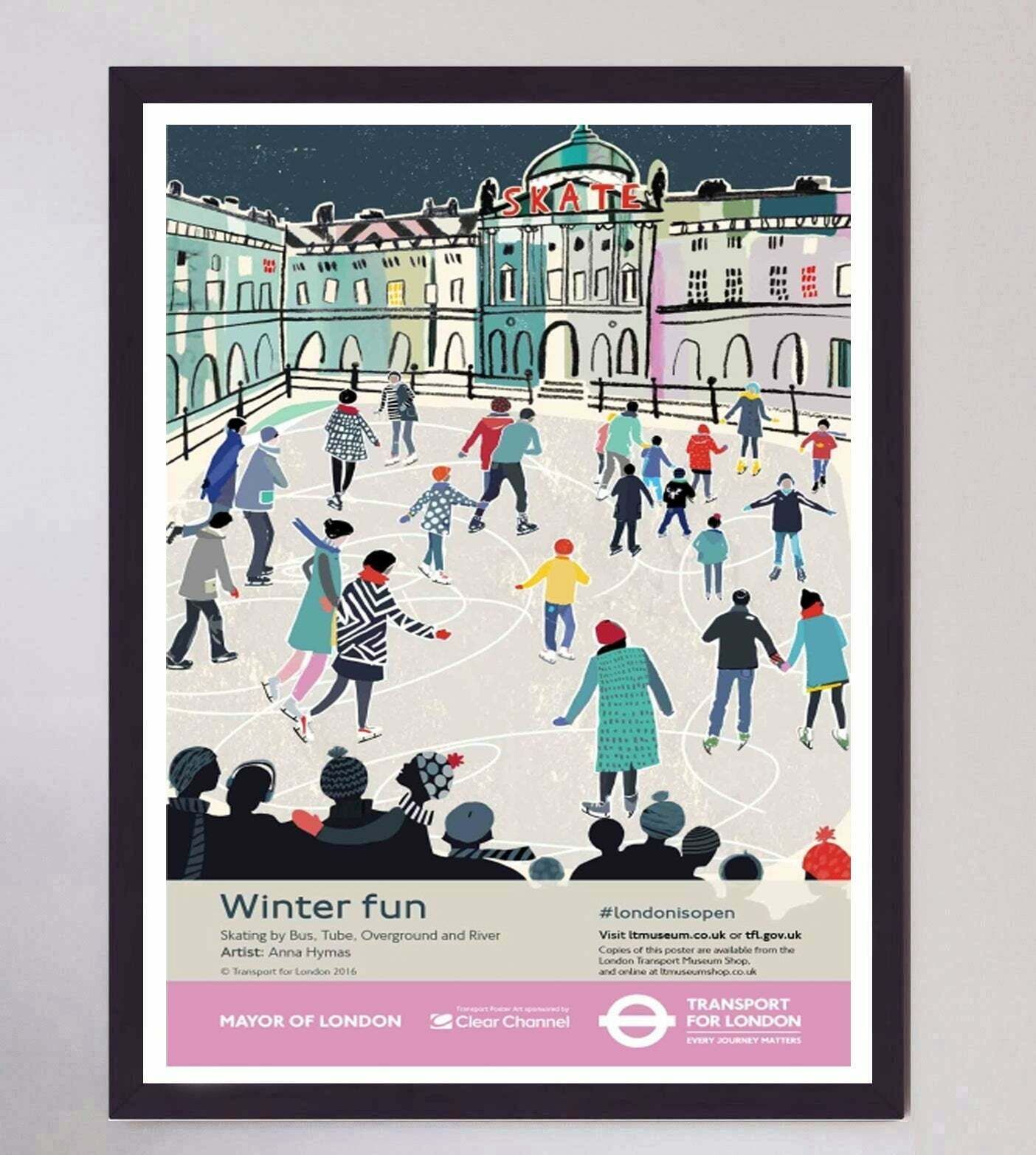 Tfl   Winter Fun Ice Skating Original Vintage Poster photo furniture