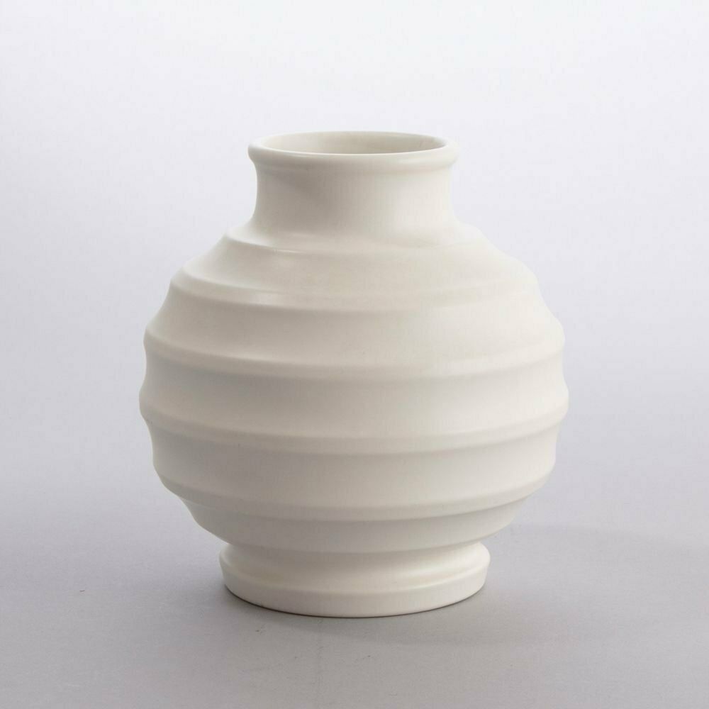 Art Deco Keith Murray For Wedgwood ''Moonstone'' Small Bomb Vase C.1930