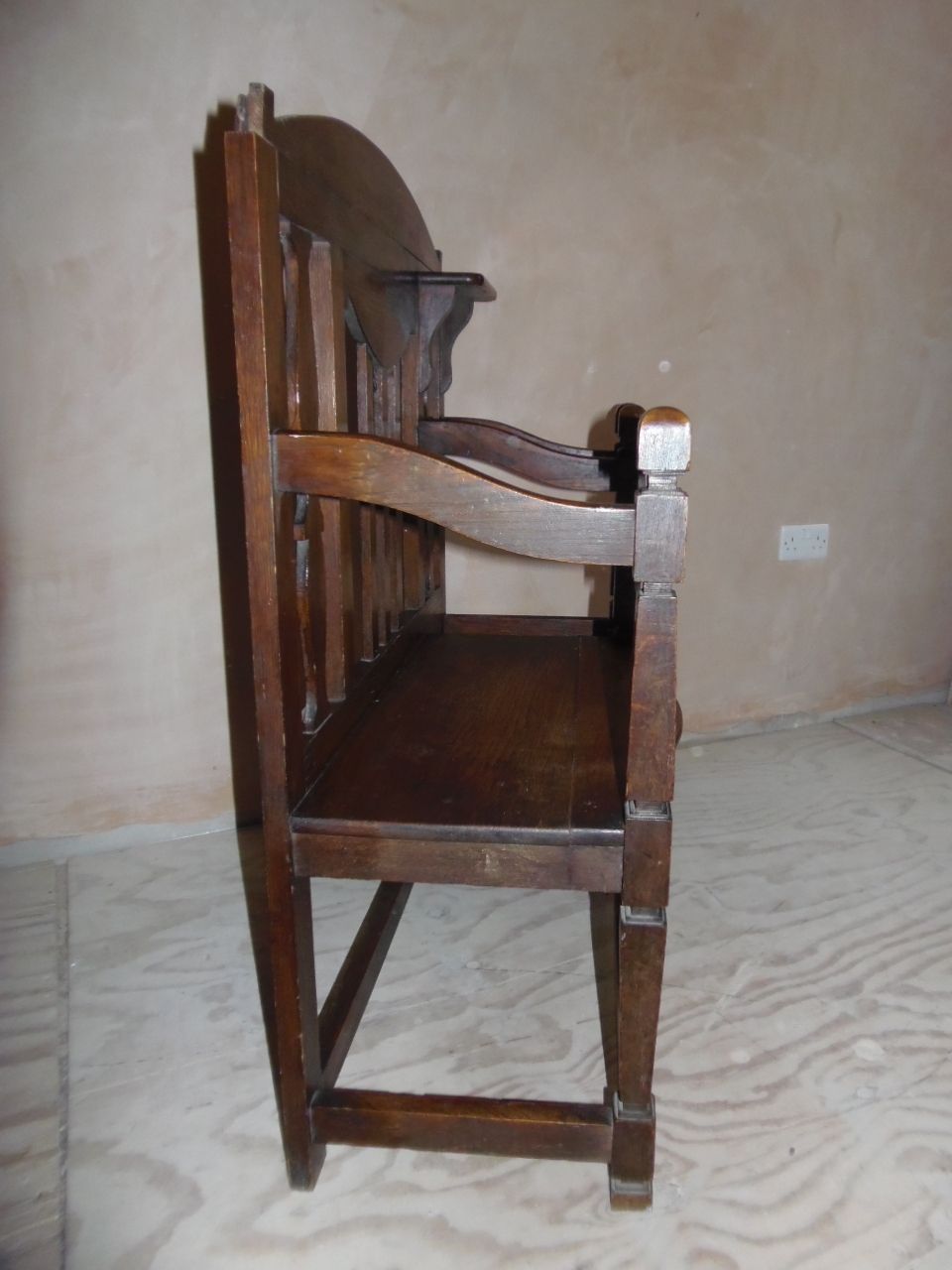 Arts And Crafts Oak Hall Seat And Stand . photo vintage