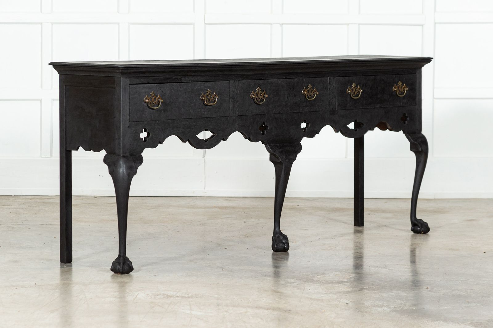 Large English 19thc Grain Ebonised Oak Dresser Base photo furniture