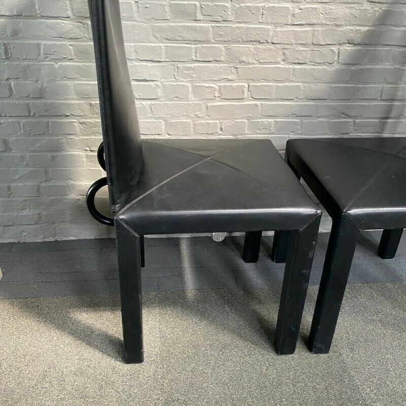 Paar Zwartleren Arcalla Stoelen Voor B&B Italia Door Paolo Piva, Ca. Jaren 1990 photo buy