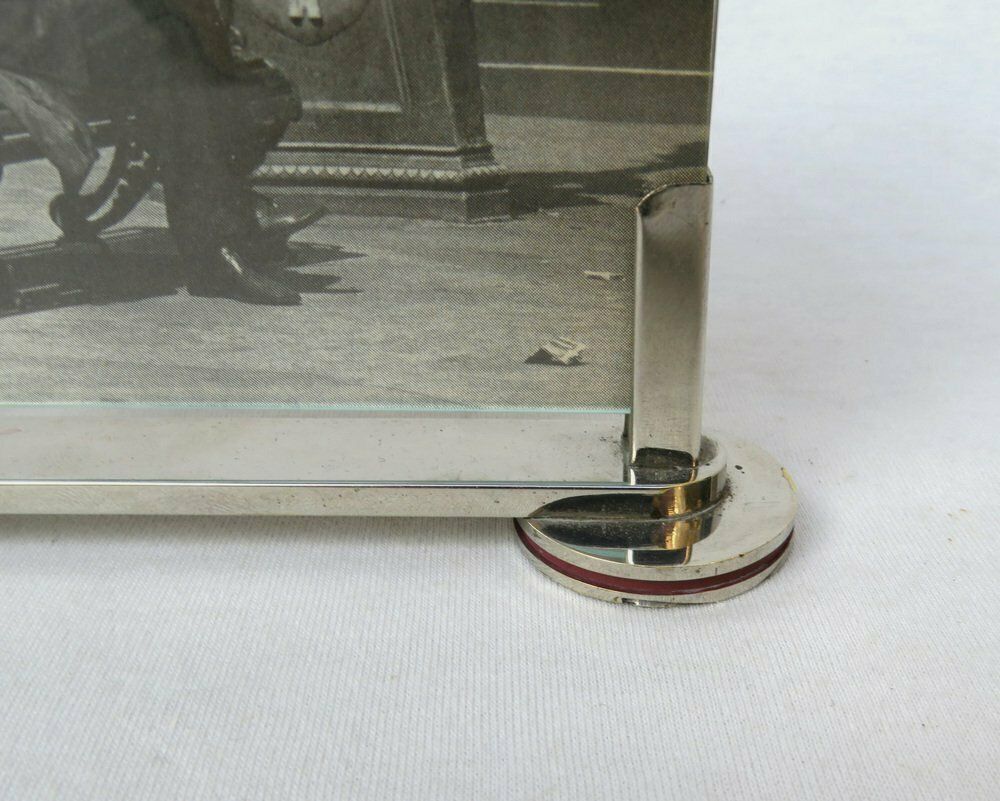 1641.35 Extraordinary Art Deco Double Picture Frame In Nickel Plating, 1920s photo
