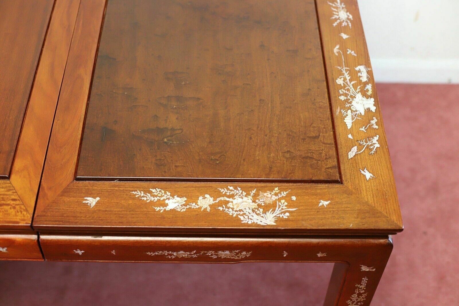 Stunning Asian Hardwood And Mother Of Pearl Inset Dining Table And Eight Chairs photo 3000.0