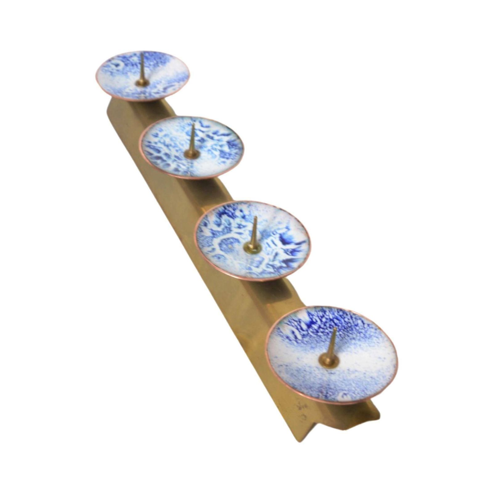 Triple Enameled Brass Candlestick, Expertic Ddr, Germany, 1950s. photo Home Decor