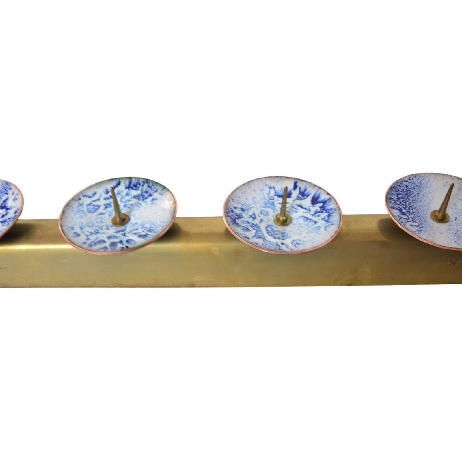 Triple Enameled Brass Candlestick, Expertic Ddr, Germany, 1950s. photo vinterior