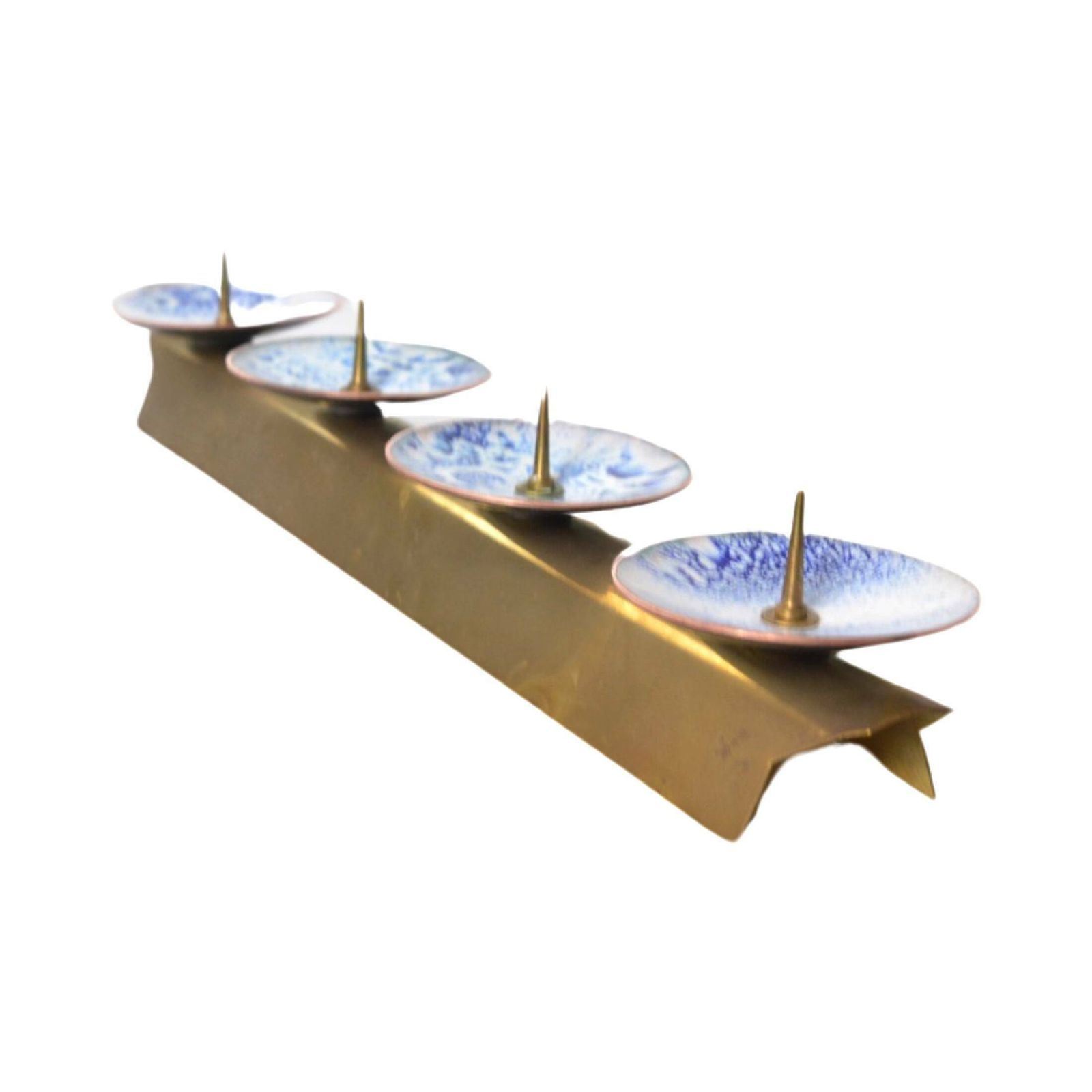 photo for sale Triple Enameled Brass Candlestick, Expertic Ddr, Germany, 1950s.