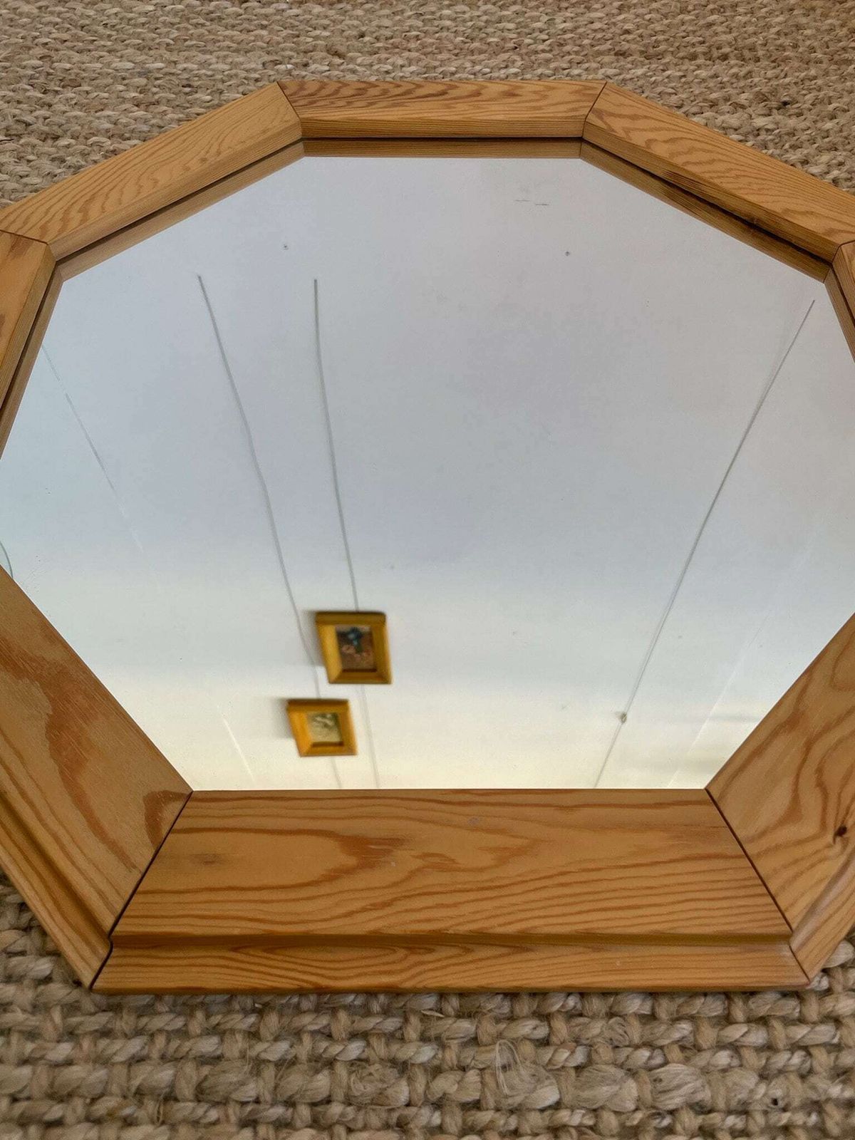 Retro Pine 1980s Octagonal Wall Mirror By Finnish Maker Finnmirror Makisen Kuvastin Oy photo furniture