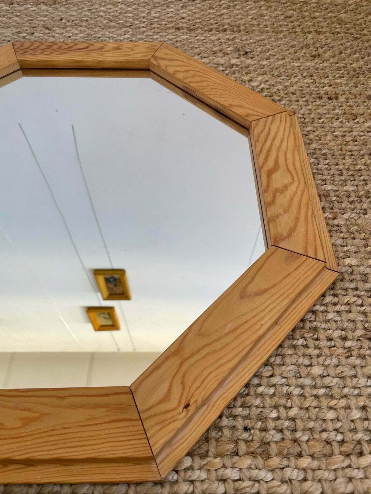 Retro Pine 1980s Octagonal Wall Mirror By Finnish Maker Finnmirror Makisen Kuvastin Oy photo Home Decor