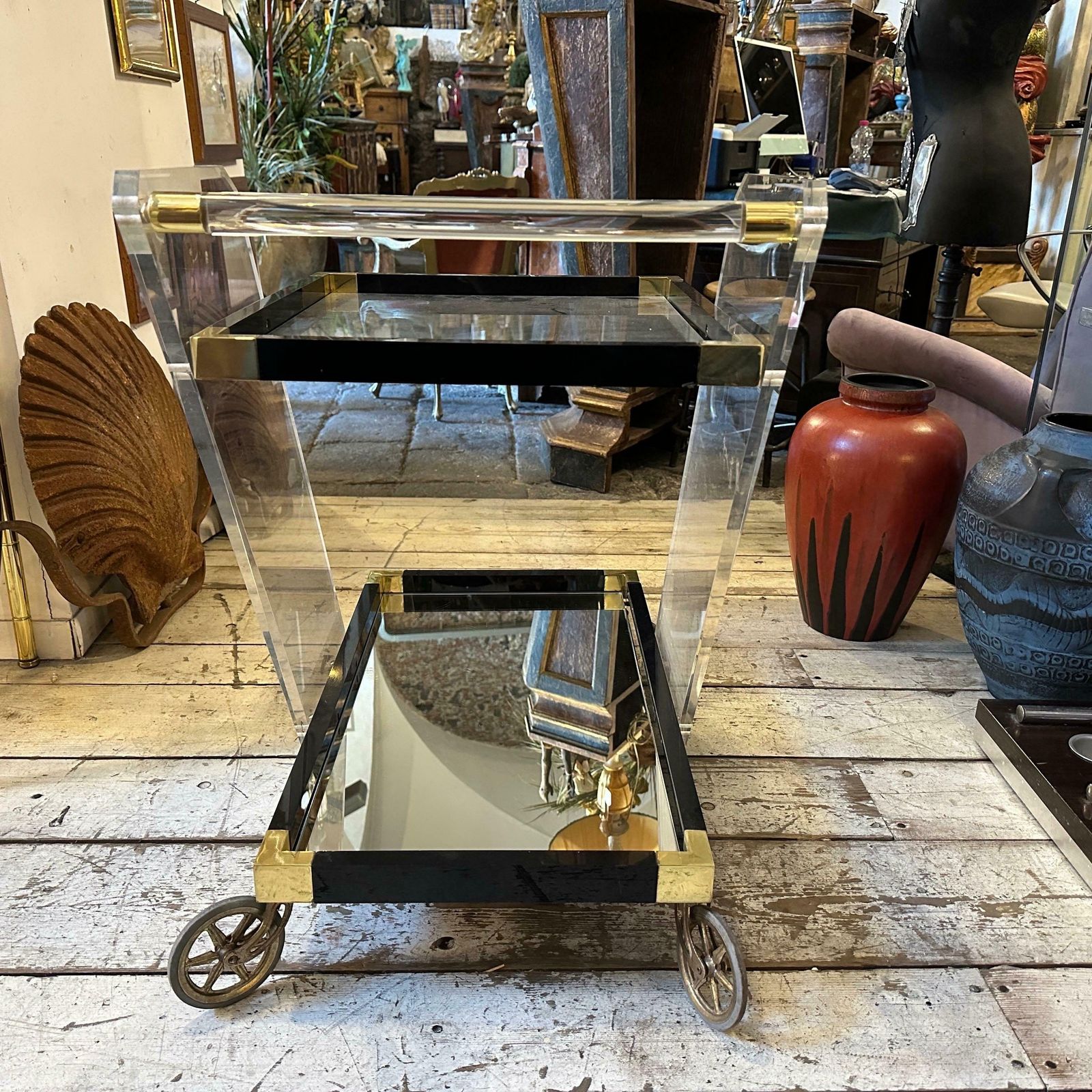 photo furniture An Amazing 1960s Mid Century Modern Lucite And Brass Italian Bar Cart