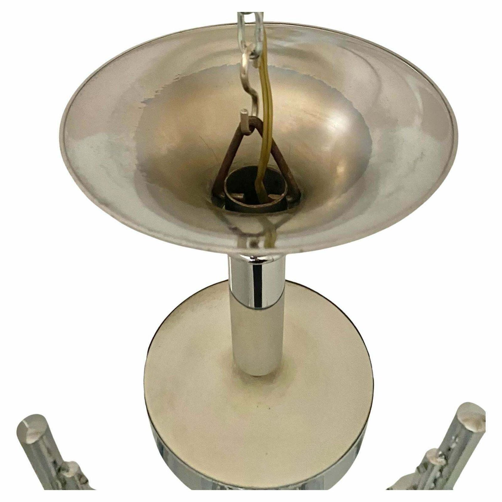 photo for sale 1960s Murano And Chromed Steel Chandelier, Mazzega Italy