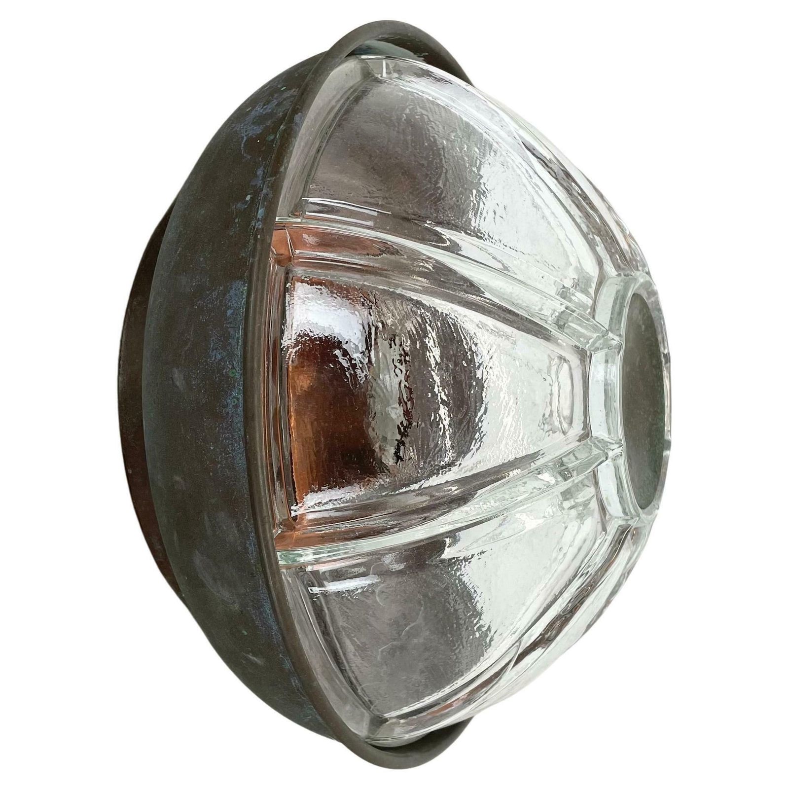 Unique Brutalist Boom Copper And Glass Wall Light By Bega Lights, Germany, 1980s