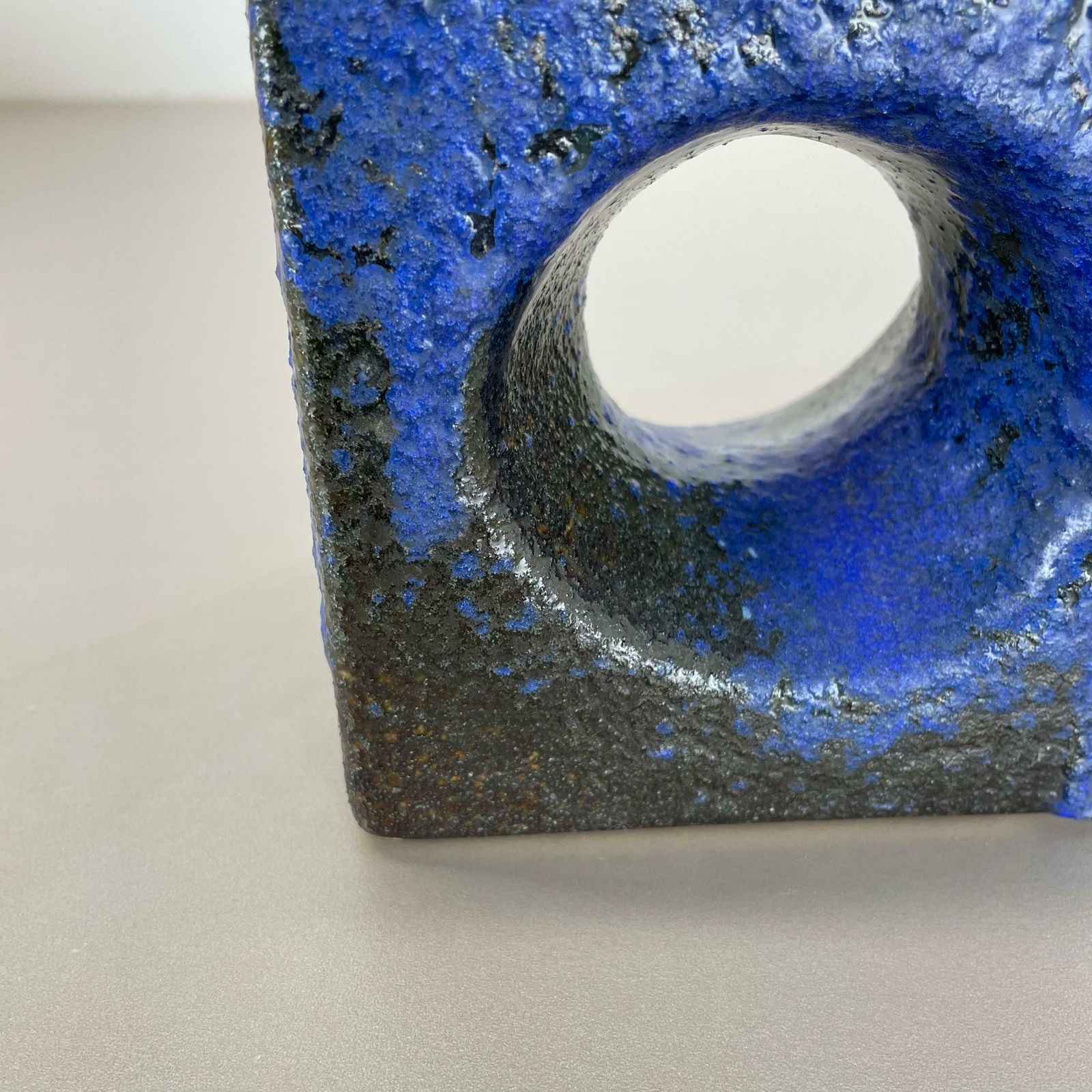 photo for sale Brutalist Cubic "Hole" Pottery Vase By Piet Vest Ceramics, Netherlands, 1970s