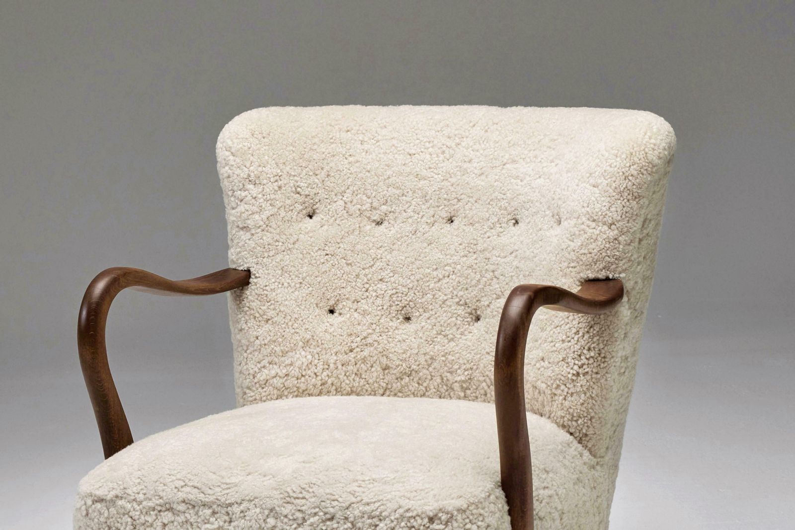 Armchair With Curved Wooden Armrests By Danish Cabinetmaker, 1950s photo vinterior