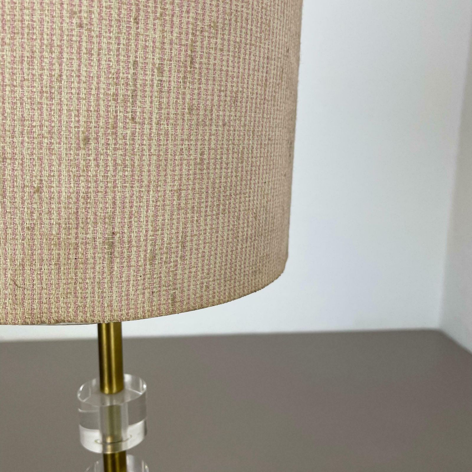 1046.0 Postmodern Brass And Acryl Glass Cubic Stilnovo Style Table Light, Italy 1970s photo
